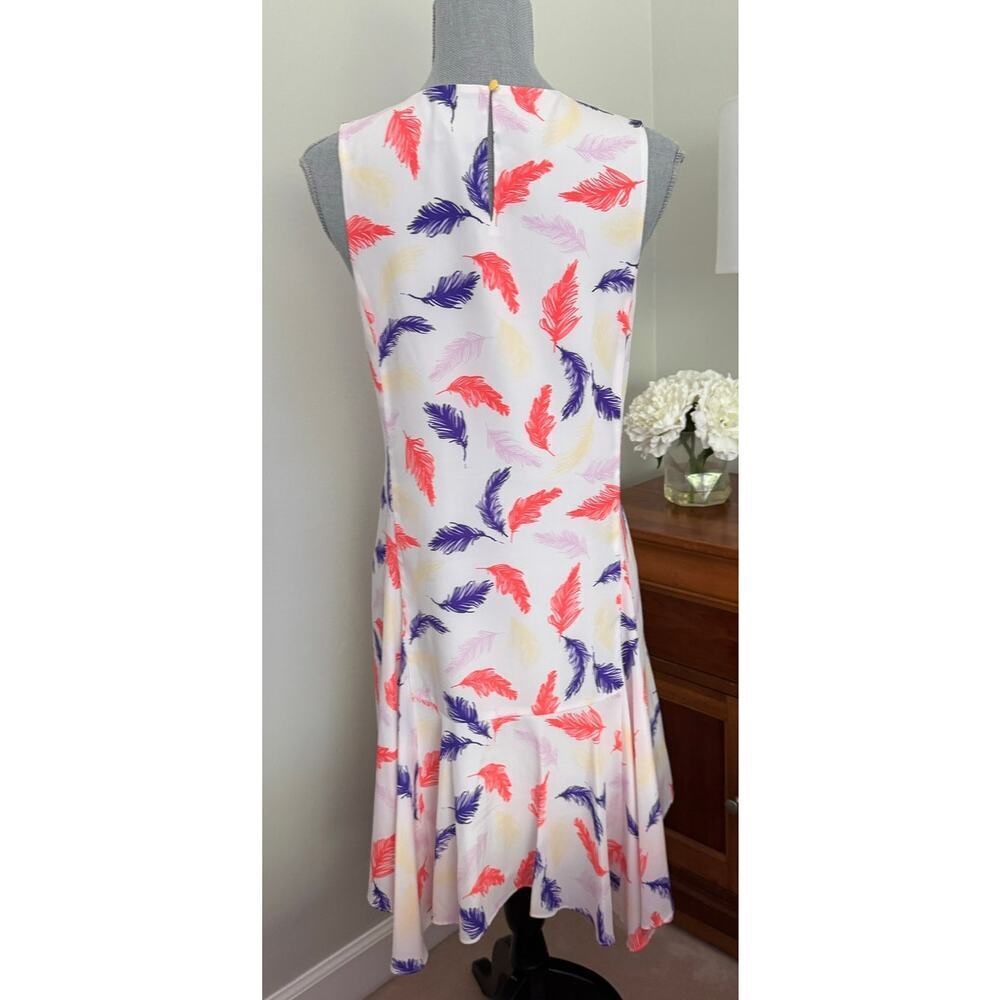 NWOT CeCe Delaney Sleeveless Flounce Hem Feather Print Dress Women's Size 6 - Picture 8 of 12